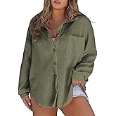 Eytino Womens Plus Size Boyfriend Shirts Casual Long Sleeve Button Down Oversized Waffle Knit Shacket Jacket(1X-5X)