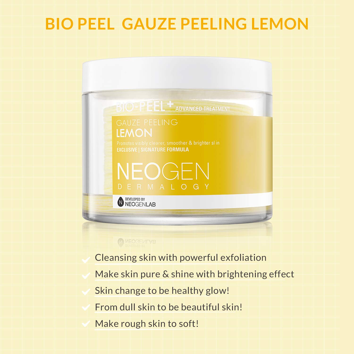 DERMALOGY by NEOGENLAB Bio-Peel Gauze Peeling Pads, Lemon, 30 Count: Premium Beauty