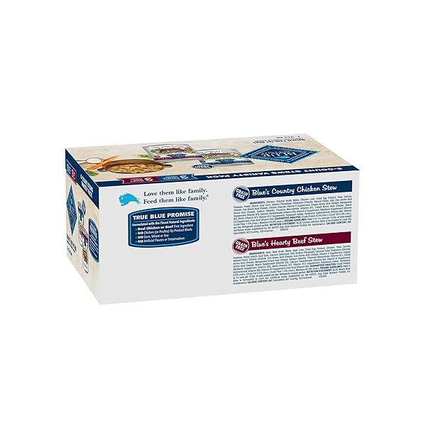BLUE BUFFALO BLUE’S STEW NATURAL WET DOG FOOD, MADE WITH NATURAL INGREDIENTS, HEARTY BEEF AND COUNTRY CHICKEN VARIETY PACK, 12.5-OZ CANS, 6 COUNT