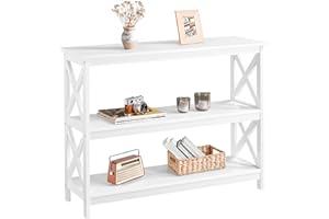 Yaheetech Console Table with 3 Storage Shelves, Entryway Table Sofa Side Table Narrow Long Bookshelf for Hallway Living Room, Accent Furniture, White