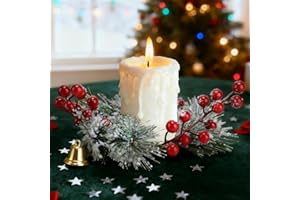 ALPHATOOL 6pcs Christmas Candle Rings - 4in Candles Holders Christmas Centerpieces for Tables, Small Wreaths with Snowy Pine Needle for Indoor Xmas Decorations