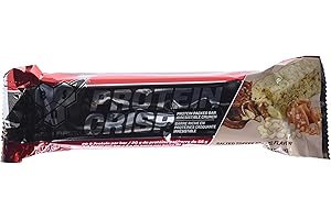 BSN Protein Crisp Bar by Syntha-6, Low Sugar Whey Protein Bar, 20g of Protein, Salted Toffee Pretzel, 12 Count (Packaging may