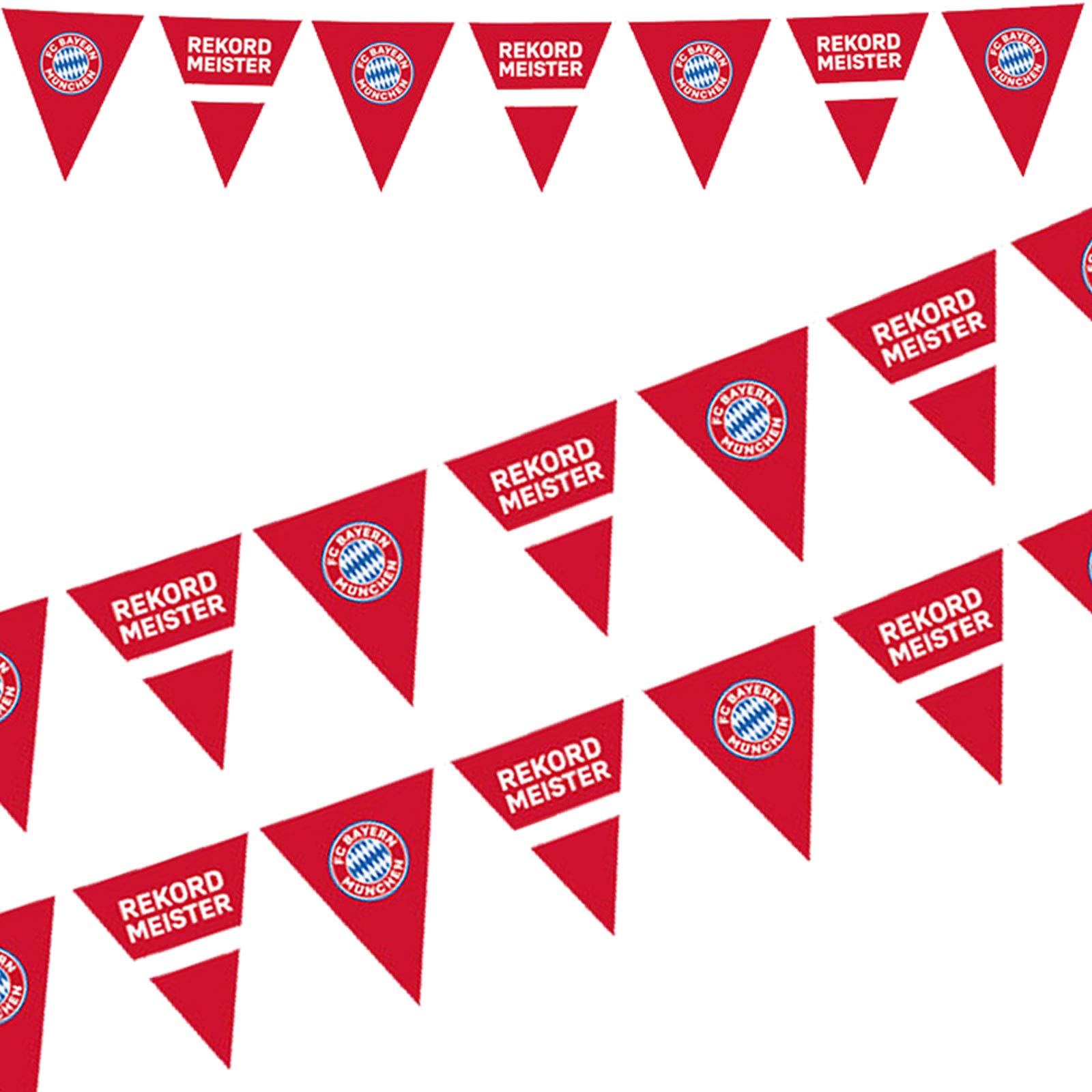 Amscan 9906516 - FC Bayern Munich Bunting Size 400 x 19.5 cm Plastic Garland for Fan or Football Party Hanging Decoration Record Master