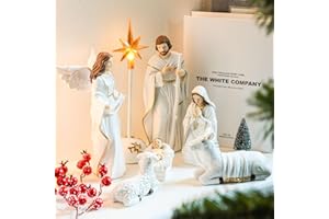 LiuSuper Nativity Figures Sets Collection for Christmas Indoor,Sculpted Hand-Painted Figures Holiday Decoration Tabletop Scenes Display 7-Piece Set