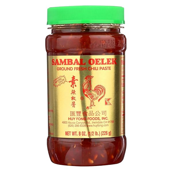SAMBAL OELEK 06107 GROUND FRESH CHILI PASTE 8 OZ, MADE OF CHILIES WITH NO OTHER ADDITIVES SUCH AS GARLIC OR SPICES FOR A MORE SIMPLER TASTE