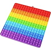 Mirenlife Large Size Pop Sensory Fidget Toys, Push Bubble Fidget Sensory Toys, 12 Inch, 256 Bubbles Jumbo Silicone Pressure Relieving Toys, Rainbow Color