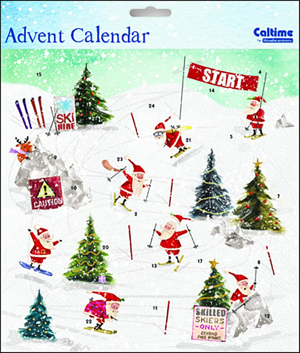Skiing Santa - Advent Calendar 235 x 235 mm with envelope