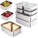 MQXYSDLY 9-Piece Stainless Steel Food Storage Containers Set with Lids - 3 Large & 6 Small Metal Containers for Camping, Outdoor Picnic and Kitchen