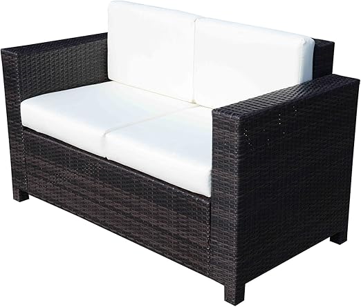 Homcom Fauteuil Canape Salon De Jardin Resine Rotin Tresse Brun 2