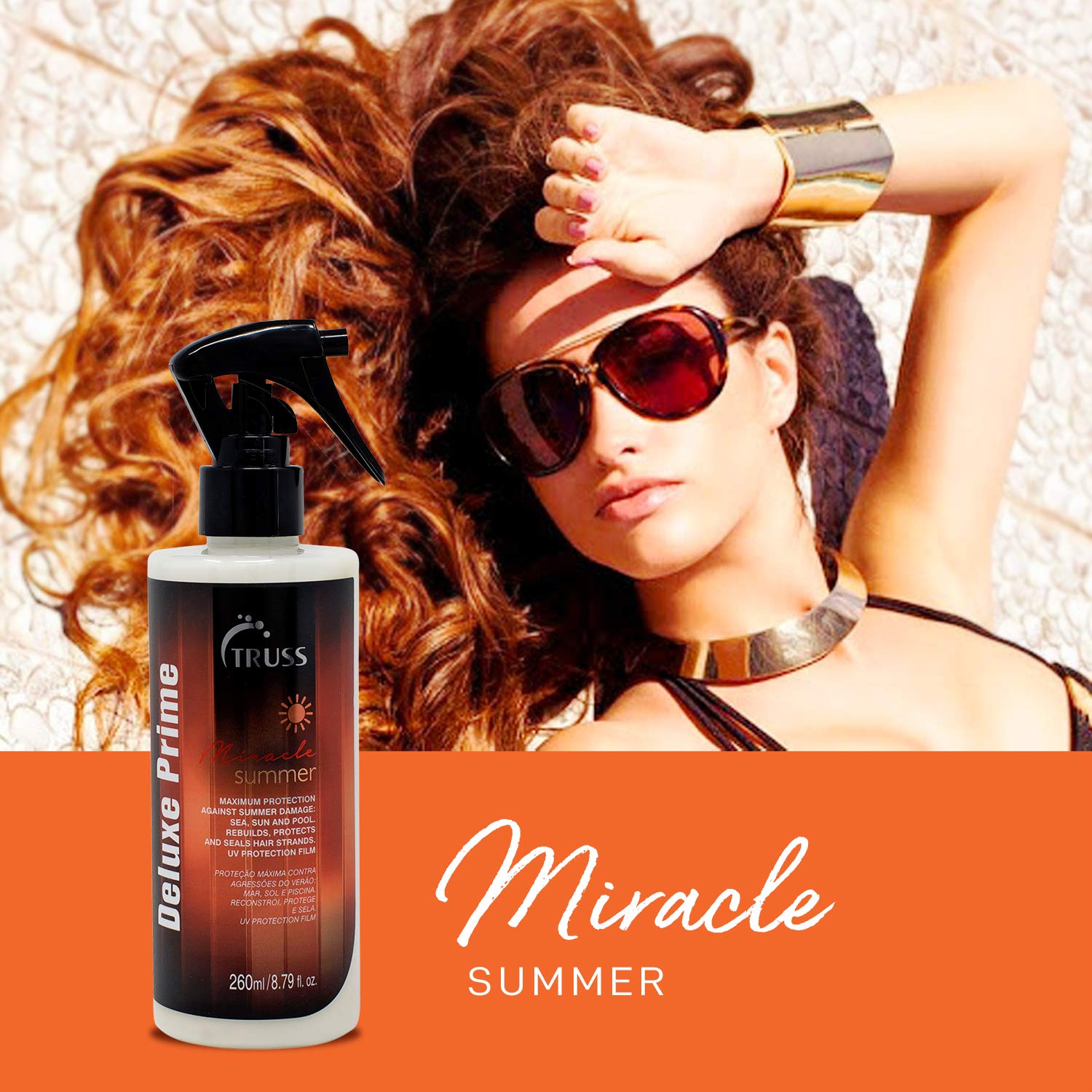 Truss Deluxe Prime Summer Hair Treatment - Protection Against Summer Hair Damage Caused By The Sun, Ocean and Pool - Repairs, Protects, & Seals Hair Stands While Adding Intense Shine (8.79oz)