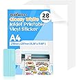 TECKWRAP Printable Vinyl Sticker Paper for Inkjet Printer, Glossy White Inkjet Printable Sticker Paper, 8.26" x 11.69" A4 Size for Craft Cutter, Scrap-booking, Home Decor, 28 Sheets/Pack