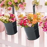 KINGLAKE 10Pcs 10cm Metal Hanging Plant Pots with Detachable Hook Black Garden view 7