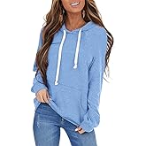 PGANDS Women's Long Sleeve Drawstring Hoodies Sweatshirt Casual Loose Lightweight Pullover Tops with Pocket