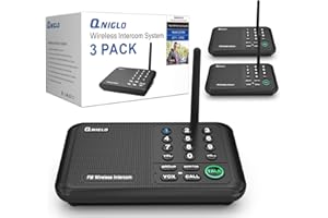QNIGLO Intercoms Wireless for Home, 5280 Feet Long Range Wireless Intercom System for House, 10 Channels Intercoms System for Business, Room to Room Intercom System with Monitor for Elderly LD666-3P