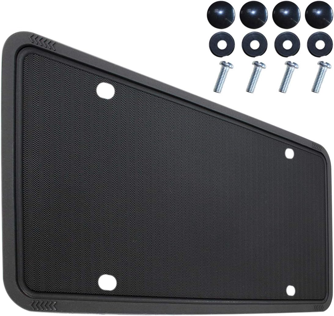 wesport Silicone License Plate Frames Universal Applicable to US Standard Cars Rattle-Proof Weather-Proof License Plate Covers Holders (Black)