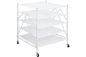 STORAGE MANIAC Sweater Drying Rack, Mesh Clothes Drying Rack, Stackable Laundry Drying Rack, Lay Flat Dryer for Delicates, Portable Dry Rack for Indoor or Outdoor, White, 5 Tier Foldable