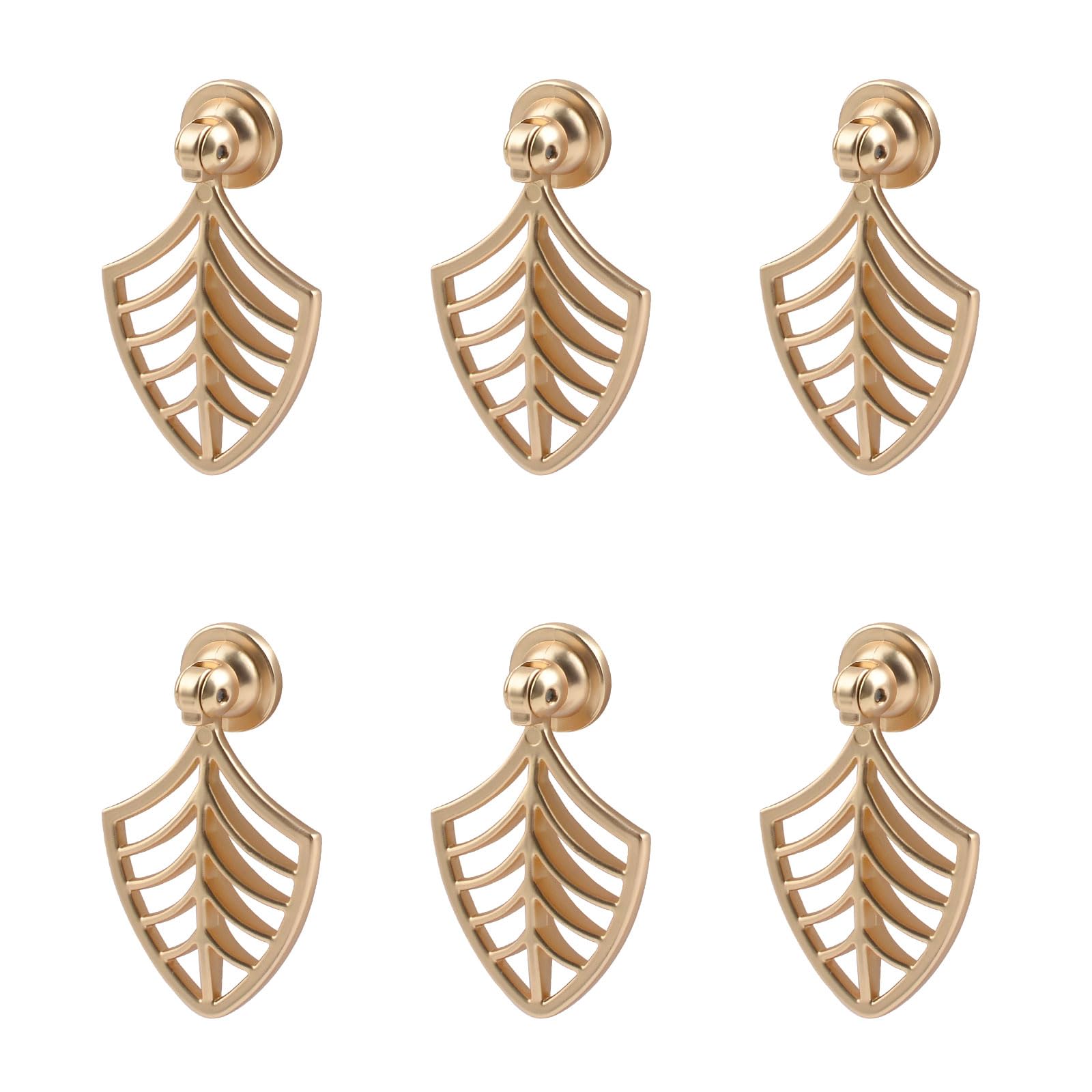 MOROBOR Leaf Shaped Knob Handles, 6pcs Golden Drop Pendant Pull Handle,Hardware Drawer Single Hole Handle for Wardrobe Cupboard Closets Cupboard