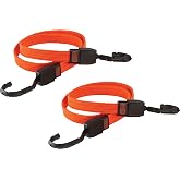 BLACK+DECKER 36" Flat Bungee Straps, 2-Pack | Non Scratch Steel-Core Hooks &amp; Textured Grip Pad, Easily Stretch and Secure Light-Duty Gear, Trunk Cargo and Everyday Hauls
