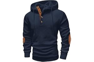 Rela Bota Mens Hoodies Fashion Textured Sweatshirts Long Sleeve Casual Pullover Thermal Hooded Sweater Drawstring with Button