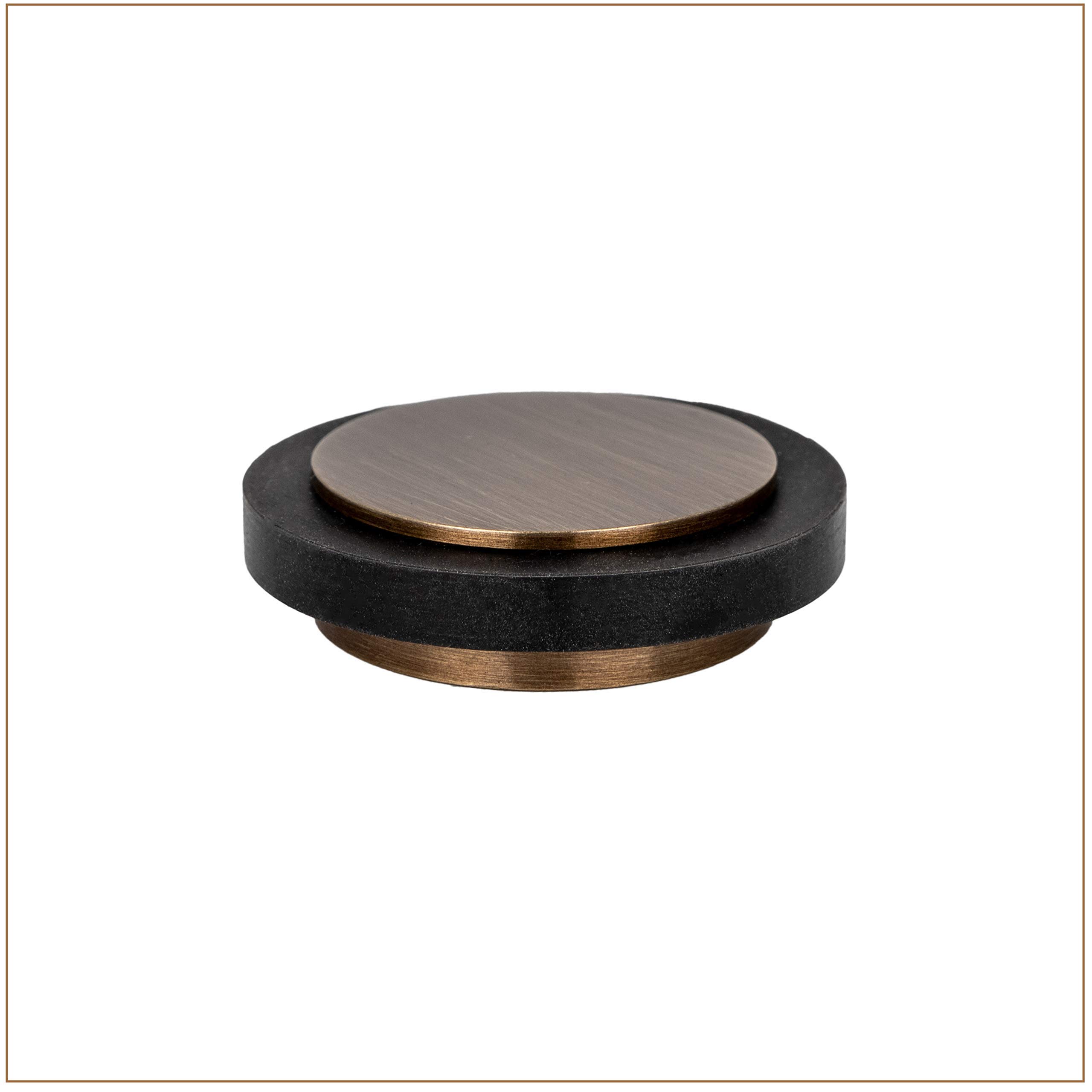EVI Herrajes | Antique Brass Door Stop | Ø35x13mm | Adhesive Installation | Natural Silicone Protection | Minimalist Design | Mod. I-203X12-CU