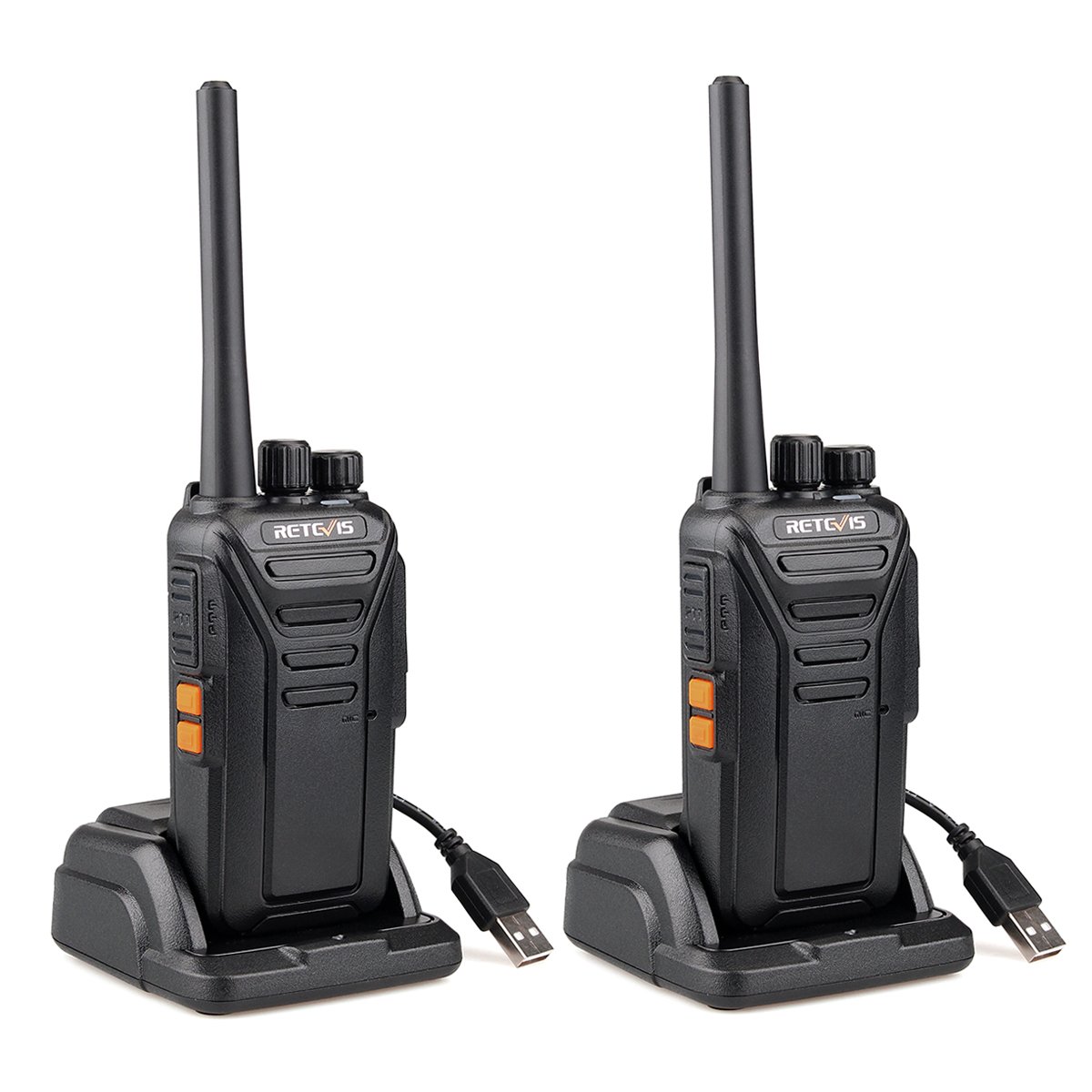 Retevis RT27 PMR446 Walkie Talkies, 2 Pack License-Free Two Way Radios with VOX Hands-Free, 16 Channels, Long Range Rechargeable USB Radios for Security, School, Hotel, Retail Use – Black