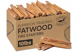 SUPERIOR TRADING CO. Superior Trading Premium Fatwood Fire Starter Sticks, Natural Kindling for Fireplaces, Wood Stoves, Winter Camping Fire Starter, Fire Lights, 10 lbs