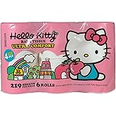 Hello Kitty Ultra Comfort Bath Tissue, 219 Sheets per Roll, 6 Rolls, 4-Ply