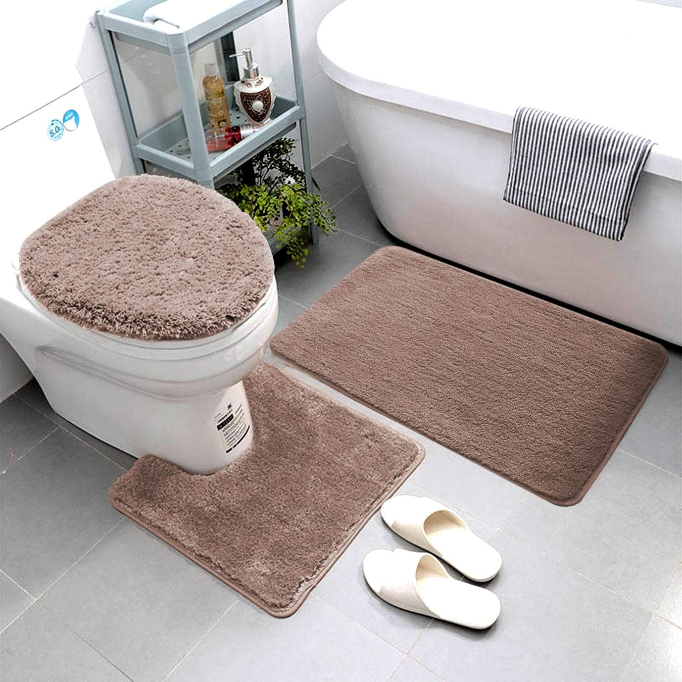 Smart Linen 3 Piece Bathroom Rug Set Includes Bath Rug