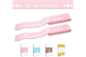 Party Hearty Funny Baby Shower Games for Girl Activities, 2 Rolls, 2 inches x 150 feet, Pink Tummy Measure, Fun & Easy Idea