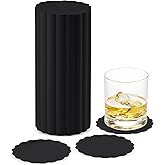 Disposable Linen-Feel Black Coasters for Drinks, 3.5 Inch Round Paper Coasters for Bar, Cocktail, Beverage, Wine Or Event, 500 Pack Bulk