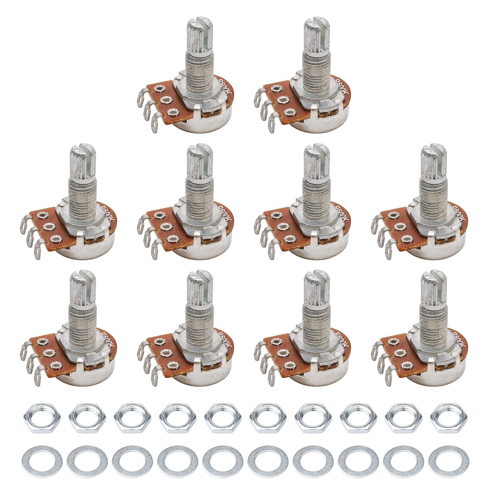 Pxyelec B500K OHM Audio POTS Guitar Potentiometer Replacement for Electric Guitar Pack of 10