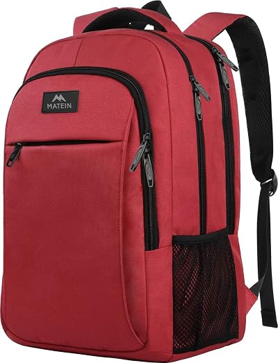 MATEIN Travel Laptop Backpack 15.6 Inch USB Port Anti Theft Water Resistant Red