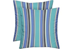 RSH DECOR: Sunbrella Square Throw Pillows Set of 2 | 20" x 20" | Water and Fade-Resistant Performance Fabric | Outdoor Pillow Covers with Down-Alternative Inserts | Dolce Oasis