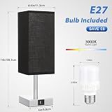 Aooshine Touch Bedside Lamp with USB C A Charging Ports, 3-Way Dimmable view 7