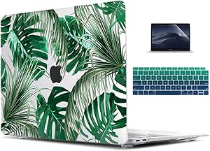 TwoL Tropical Palm Leaves Hard Shell Case Keyboard Cover Screen Protector for 2016-2019 MacBook Pro 15 inch Touch Bar Model A1990/A1707