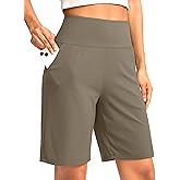 G Gradual Women's Bermuda Long Shorts with Pockets 9" High Waisted Knee Length Shorts for Women Walking Athletic Workout