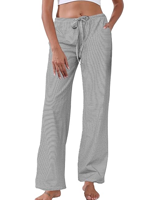 Viakeo Women's Striped Pajama Pants Cotton Lounge Pants Low Rise And Drawstring Pj Bottoms