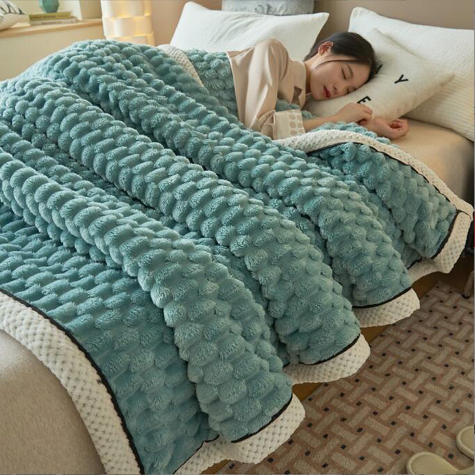 LGYKUMEG Cuddly Fluffy Two-Sided Fleece Blanket, Bedspread, Sofa & Couch Blanket for Winter, 180x200cm