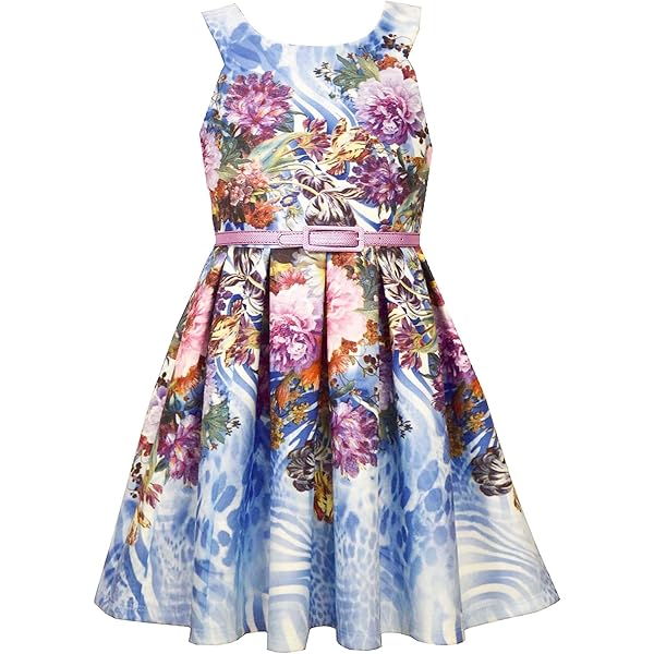 bonnie jean purple floral dress Bonnie Jean Girls 4-6x Floral Printed Knit Dress, Navy Blue