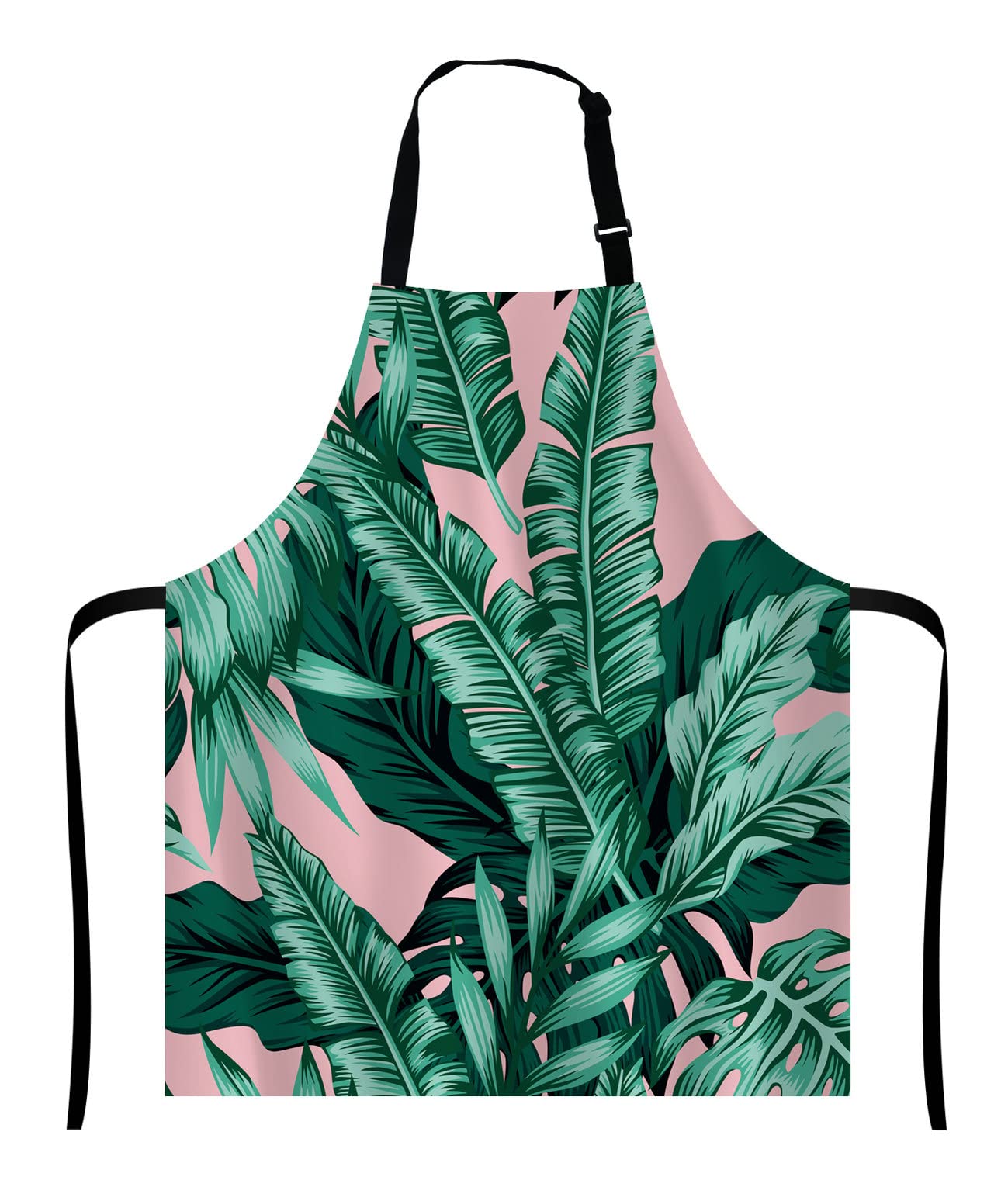 Wasach Banana Leaf Apron, Tropical green leaves,Adjustable Neck Bib for Men Women,Suitable for Kitchen Cooking Waitress Chef — image 1