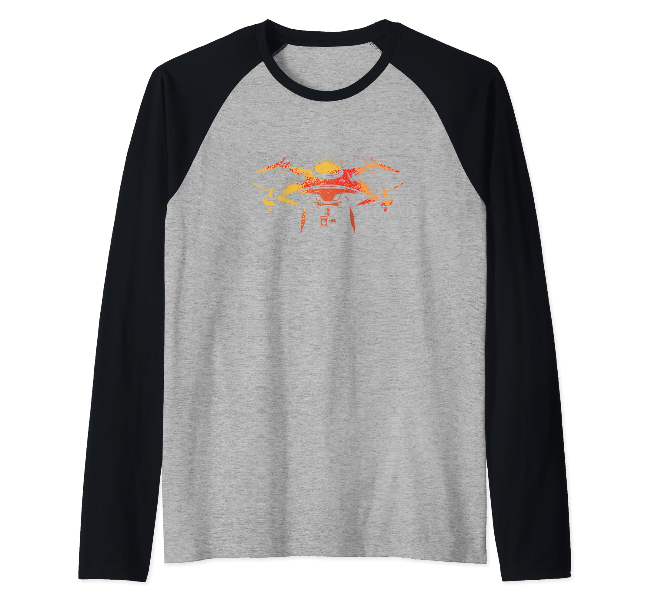 Retro Drone Pilot - Vintage Aviator Flying Quadcopter Raglan Baseball Tee