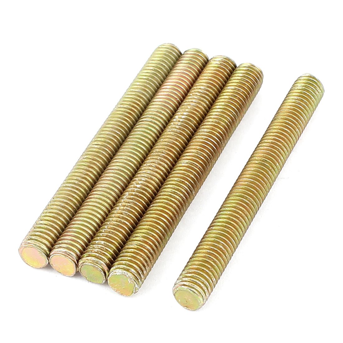 sourcingmap 1.25mm Pitch M8 x 75mm Male Threaded Rod Bar Brass Tone 5 Pcs