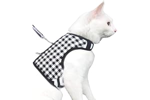 Yizhi Miaow Cat Harness and Leash for Walking Escape Proof, Adjustable Cat Vest Harness, Padded Stylish Cat Walking Jackets, 