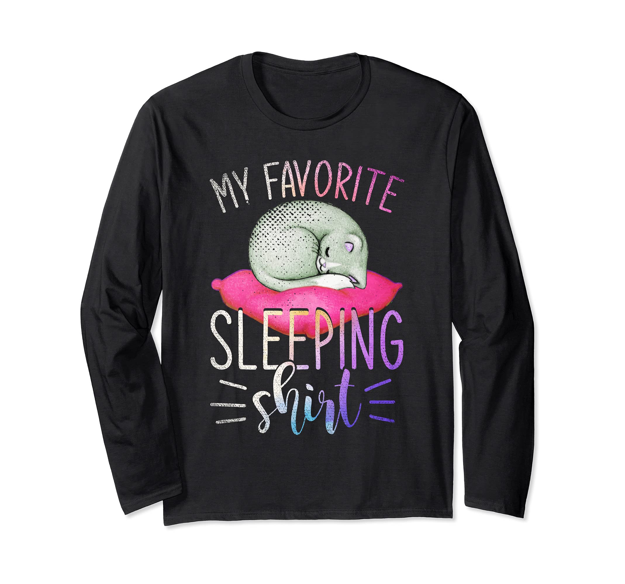 My Favorite Sleeping Shirt Cute Animal Pet Cat Sleeping Long Sleeve T-Shirt