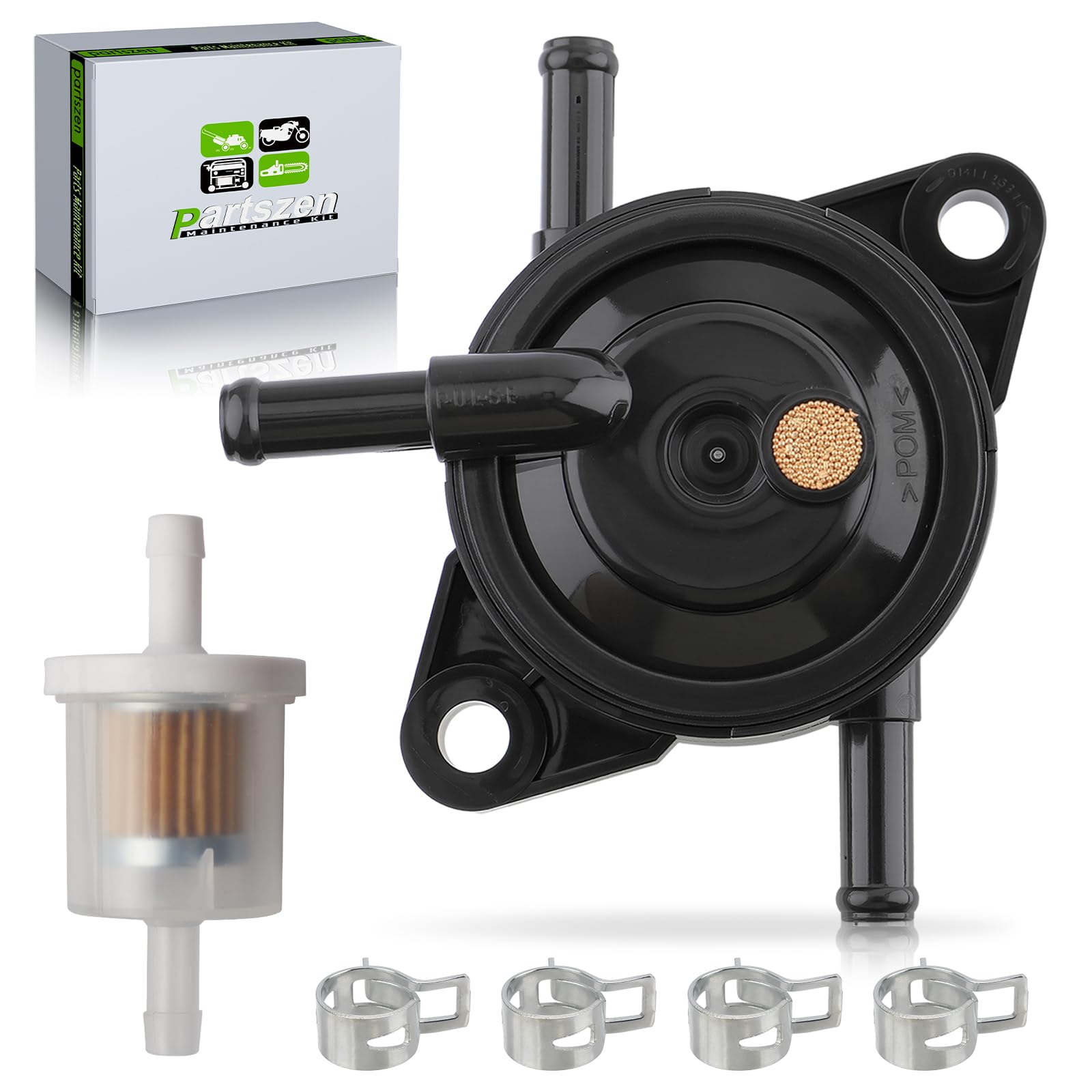 Photo 1 of partszen Fuel Pump Fits for Kawasaki 49040-0770 49040-7008 Fits for Kawasaki FR, FS, FX Series FR541V FR600V FR651V FR691V FR730V FS481V FS541V FS600V FS651V FS691V FS730V with Fuel Filter Clamps