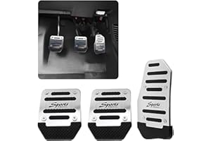 jeseny 3 PCS Car Non-Slip Aluminum Alloy Pedal Pads, Manual/Automatic Gearbox Gas Pedal Brake Pedal Cover, Anti-rubbing Car Clutch Pedal Kits, Auto Universal Replacement Accessories (Silver)