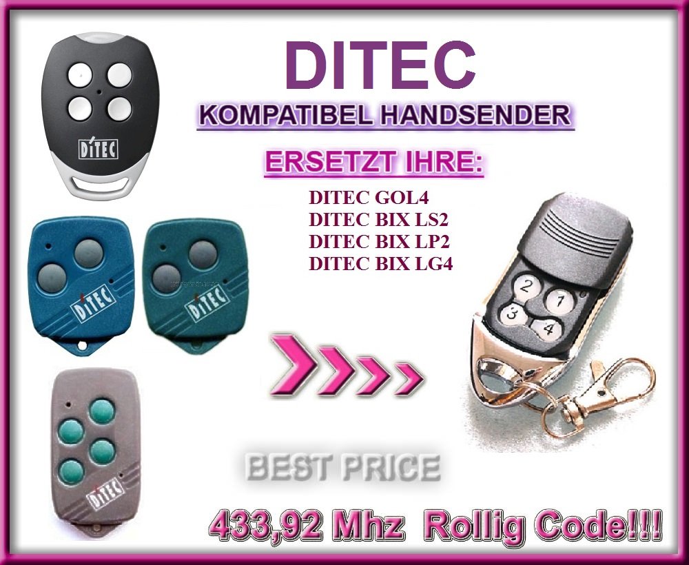 Trasmettitore Manuale Compatibile Ditec GOL4, BIXLG4, BIXLP2, BIXLS2, 433,92 MHz, 4 Canali, Per Apriporta Del Garage - Foto 5