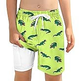 ZenGents Boys Swim Trunks with Compression Liner for 6-20 Years Kids Quick Dry Bathing Suit