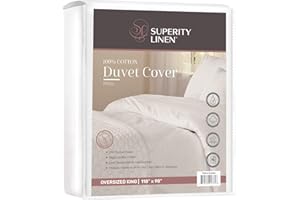Superity Linen Duvet Cover Oversized King Size - Soft, Comfortable, and Allergy Free - Protects Comforter Against Dust, Dirty, and Stains Cotton - 200 Thread Count - (118 X 98)
