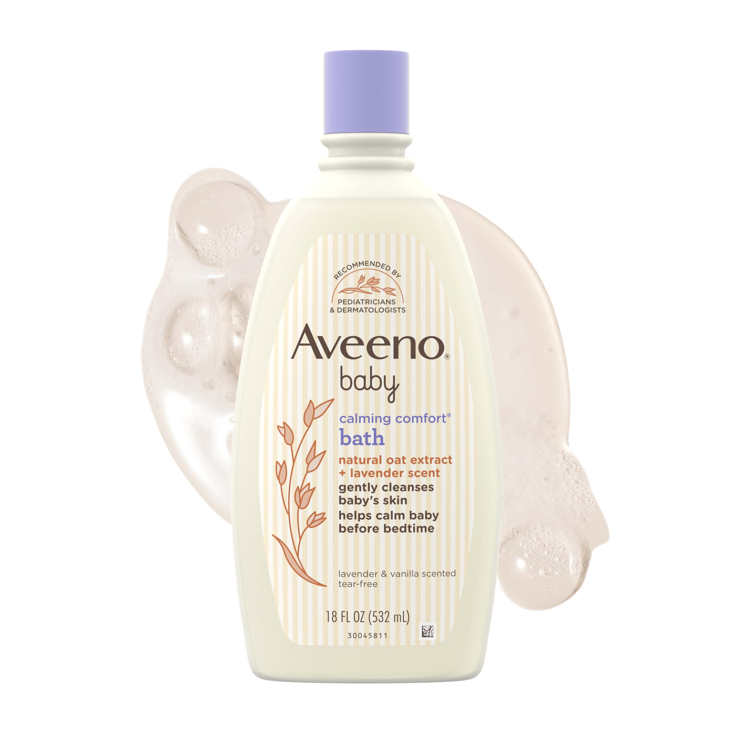 Aveeno Baby Calming Comfort Bath, Body & Hair Wash, Tear Free, 18 fl. oz